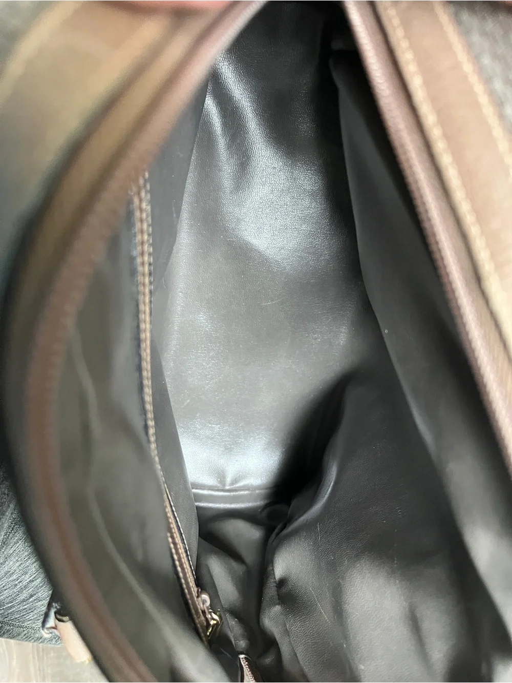 Stepan Made In Italy Structured Brown Satchel with Gold Accent Hardware
